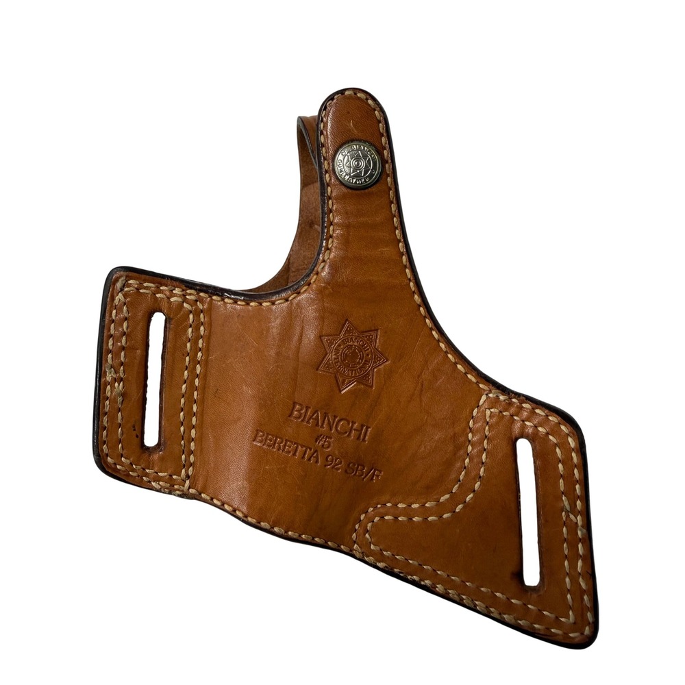Bianchi #5 Special Agent Tan Leather Holster for Beretta 92 SB/F Right Hand OWB